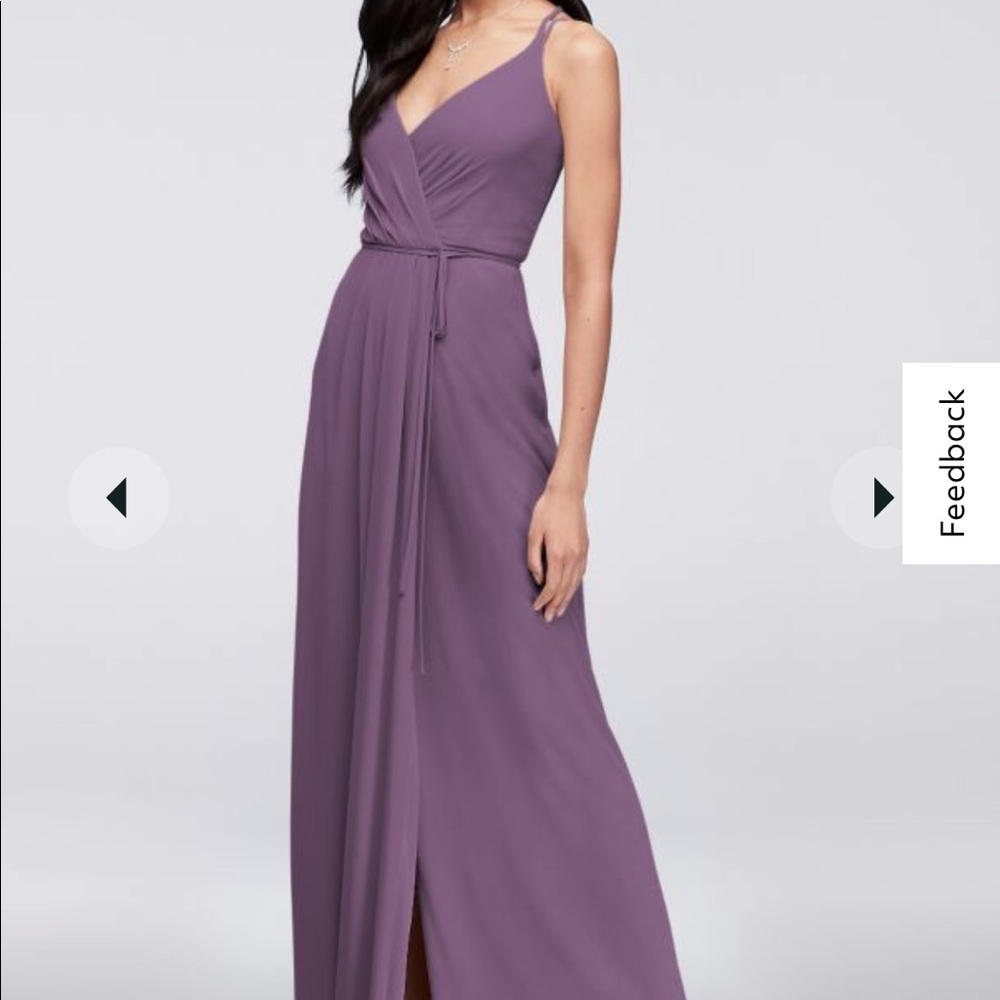 Bridesmaid dress-double-strap long draped bodice